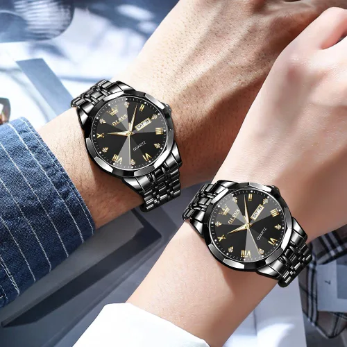 Vista 4 de OLEVS Reloj para Hombre Mujer Cara Grande Unisex Diamante Lujo Vestir Analógico Cuarzo Acero Inoxidable Impermeable Luminoso Fecha Negocios Informal