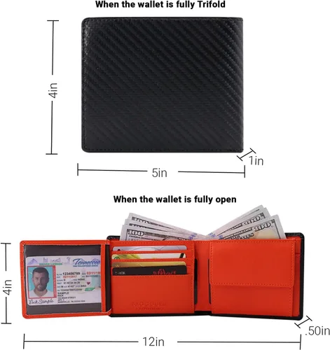 Vista 6 de Baggourie Cartera de cuero triple RFID Rojo - Moderno