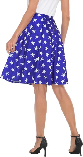 Vista 5 de HDE Faldas para mujer Falda midi skater falda hasta la rodilla cintura alta estampados divertidos