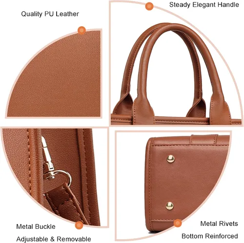Vista 7 de The Tote Bag - Bolso cruzado para mujer, bolso de hombro, bolsos de mano de piel sintética con asa superior con cremallera