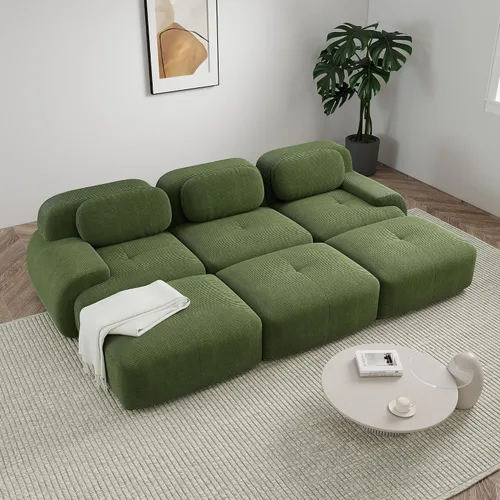 Vista 22 de Sofá sin hueso de 82 pulgadas, cómodo sofá cama de dos plazas, sofá comprimido con asiento profundo, sofá nube de pana para sala de estar
