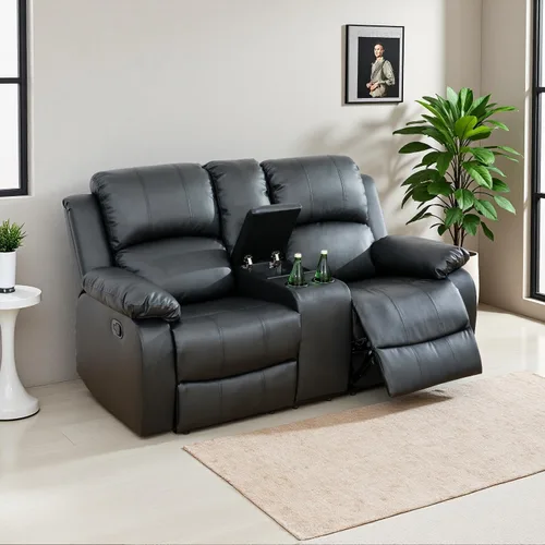 Vista 38 de Juego de sala de Estar reclinable de 3 piezas, juego de sofá reclinable Manual para conjunto de muebles de sala de Estar, con consola de Rojo