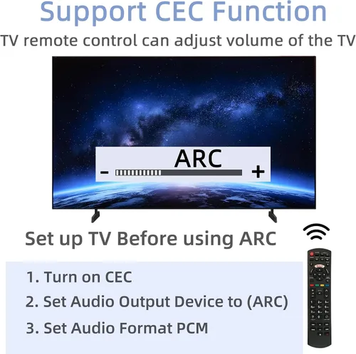 Vista 2 de eARC ARC - Transmisor Bluetooth para TV, auriculares ARC a Bluetooth, convertidor de audio de altavoz, sincronización para conectar 2 auriculares