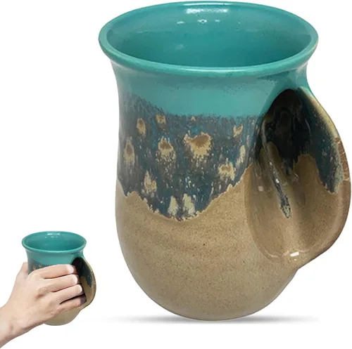 Vista 13 de Clay in Motion - Taza calentadora de manos para diestros, diseño Ocean Tide Marea del Océano