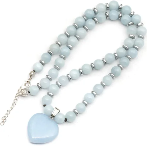 Vista 48 de Colgante de corazón de aventurina natural, Collar de cuentas de aventurina genuina, Collar de piedra verde, Collar de piedras preciosas, Cuentas