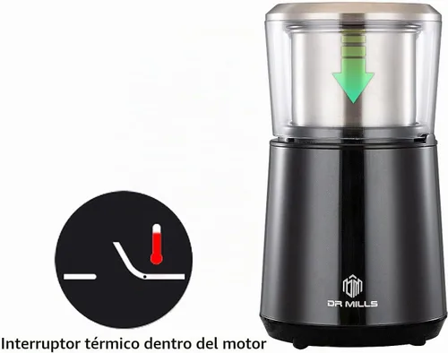 Vista 5 de DR MILLS DM-7451 Molinillo de café eléctrico, molinillo de grano de café eléctrico especias secas, tuerca, molinillo de hierbas, taza desmontable