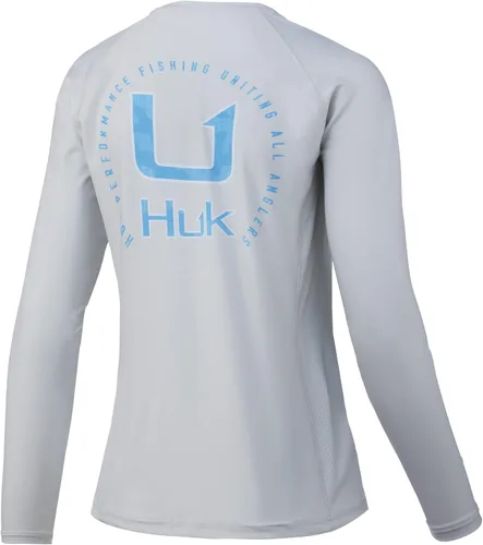 Vista 2 de HUK Pursuit - Camisa estándar de manga larga para mujer + protección solar, camuflaje circular, talla S