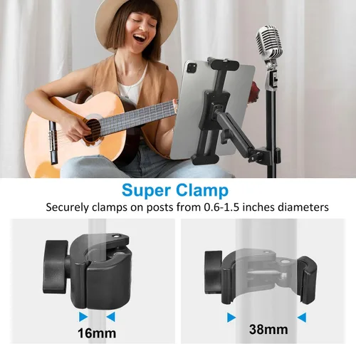 Vista 5 de Soporte para tableta para soporte de micrófono, soporte de teléfono para iPad Soporte de teléfono giratorio de 360 ° Soporte de música