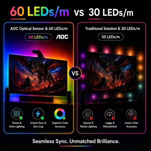 Vista 4 de AOC TV LED Backlight, TV-Sync Lights for 32-50 Inch TVs, 11.5 ft