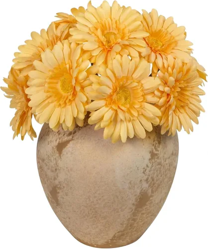 Vista 14 de TOPIA Margaritas africanas artificiales, margaritas africanas, flores de seda, gerberas artificiales, paquete de 10 unidades (negro)