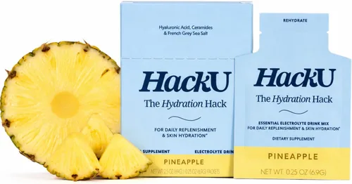 Vista 13 de HackU Hydration Hack - Paquetes de hidratación de electrolitos y piel – Mezcla de bebida sin azúcar, sin hinchazón con magnesio, ácido hialurónico