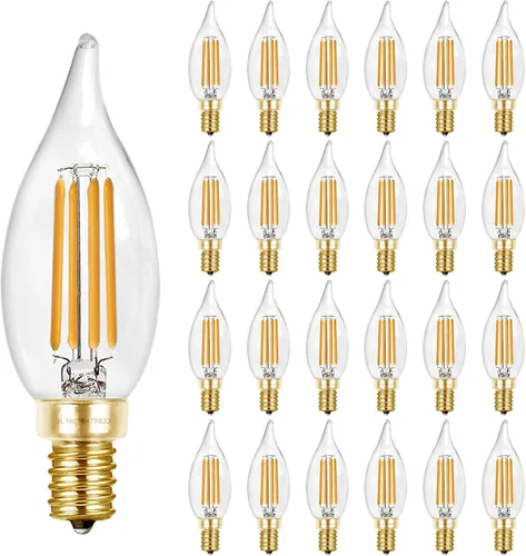 Vista 9 de Hizashi Bombilla de candelabro E12 de 40 W, bombillas LED de candelabro regulables CRI 90+, 4 W, 450 lm, 5000 K, luz blanca diurna, punta de llama