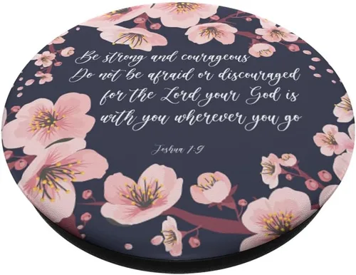Vista 2 de Joshua 1 9 Cristiano Biblia Verso Rosa Azul Scripture Cita PopSockets Swappable PopGrip
