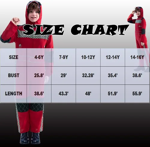 Vista 7 de KalcyKizz Disfraz de corredor para niños, rojo