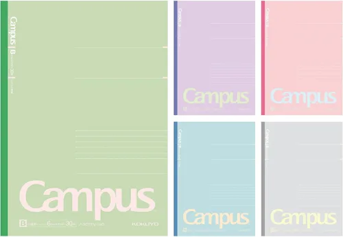 Vista 9 de KOKUYO Cuadernos de composición, paquete de 5 cuadernos Campus Semi-B5 con regla de puntos B de 6 mm, 30 hojas, cuaderno rayado para la escuela