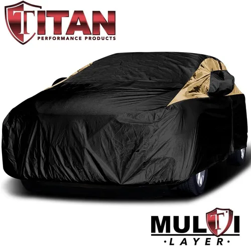 Vista 2 de Titan Premium - Funda de coche PEVA multicapa para sedanes compactos de 176 a 185 pulgadas. Impermeable, protección UV, forro protector