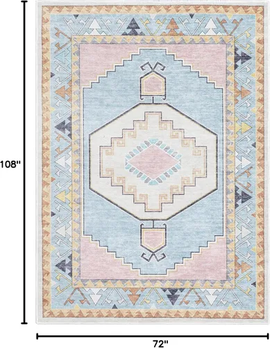 Vista 2 de Well Woven Medallón Alfombra Rosa 6' x 9' Colección Apollo Kids