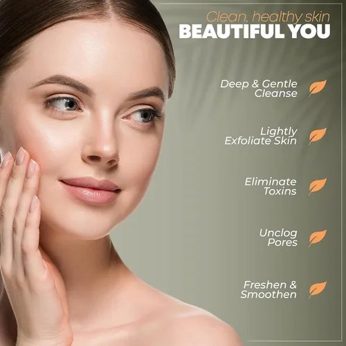Vista 4 de Lavado facial exfoliante natural para mujeres y hombres, exfoliante facial desintoxicante – exfoliante facial activado carbón desintoxicante lavado