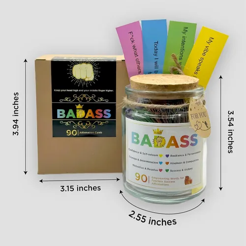 Vista 6 de Tarro de Afirmaciones Bádasis, Regalo Inspirador, Afirmaciones Diarias para Mujeres, Regalos Bádasis, Tarjetas de Afirmación Divertidas, Regalos