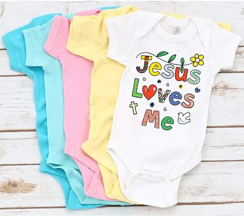 Vista 6 de TripleBDesigns Jesus Loves Me Christian Bautism Religious - Body para bebé recién nacido