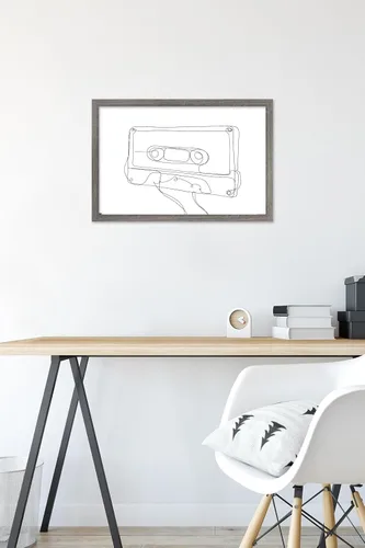 Vista 6 de Trends International LÍNEA Y CEPILLO - Póster de pared de casete de línea continua, 14.72 x 22.37 pulgadas, versión enmarcada de madera de granero
