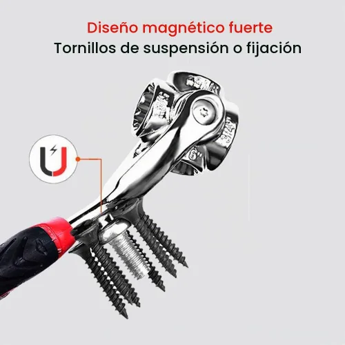 Vista 2 de Llave universal 52 en 1 llave de vaso multifunción con cabezal giratorio de 360 grados, herramienta de llave inglesa para reparación de autos