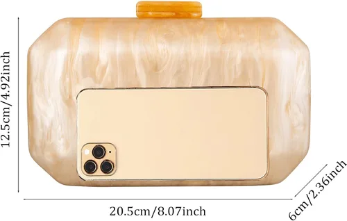 Vista 3 de YYW Monederos acrílicos de noche, bolso de mano de mármol para mujer, bolso de hombro para fiesta, boda, baile de graduación