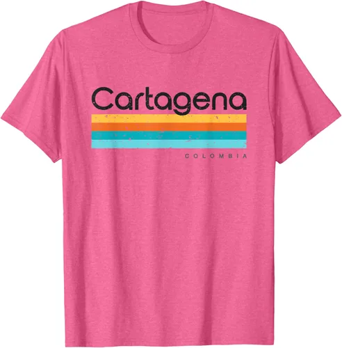 Vista 40 de Camiseta vintage de Cartagena Colombia con diseño retro, Blanco, S