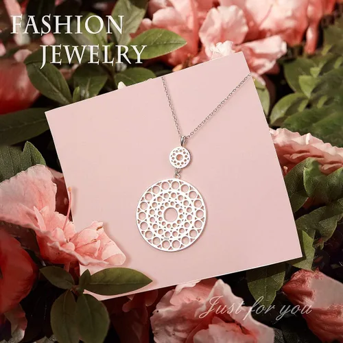 Vista 4 de Collar de cadena larga de plata esterlina S925 para mujer, collar con colgante de flecos, joyería de regalo
