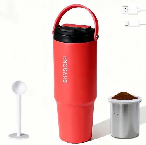 Vista 9 de Taza de café portátil para viajes, mini máquina de café expreso, taza térmica de 20 onzas con tapa, filtro eléctrico de extracción rápida, vaso