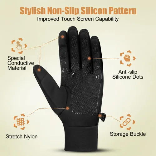 Vista 3 de ihuan Guantes de invierno cálidos para correr para mujeres y hombres, dedos súper sensibles para pantalla táctil para clima frío, guantes delgados