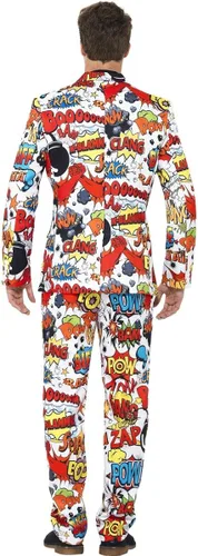 Vista 2 de Smiffy's - Traje de tira cómica para hombre con chaqueta y corbata