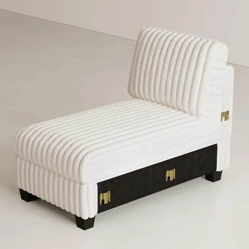Vista 16 de Belffin Sofá cama seccional de pana de felpa con asiento ancho y profundo, modulares de nube seccionales para sala de estar. Sofá negro