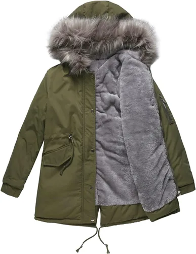 Vista 2 de Abrigos de invierno para mujer de longitud media con capucha de invierno cálido más abrigo de forro polar más abrigo acolchado de algodón