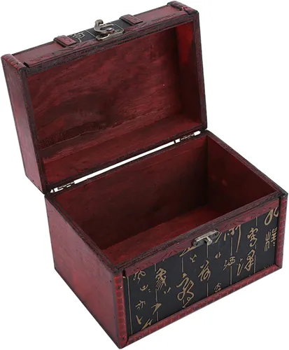Vista 4 de ANGGREK Caja decorativa de recuerdo, caja organizadora de joyero, estuche portátil de madera de poliuretano para joyería