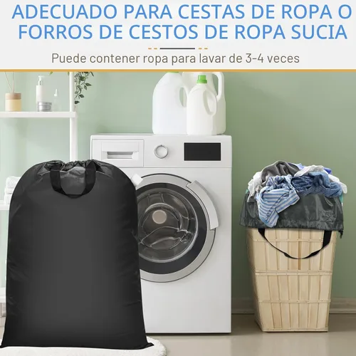 Vista 5 de Isink Bolsa de lavandería extra grande con asas, resistente, bolsa de lavandería de viaje para ropa sucia, 28 x 40 pulgadas (negro)