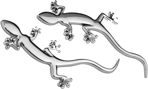Vista 6 de Gecko - Emblema de metal, 2 calcomanías 3D de decoración de animales, decoración de cola trasera (gecko negro)