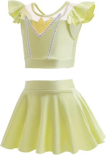 Vista 2 de MYRISAM Traje de baño tankini de dos piezas para niñas, con volantes, playa, surf, natación, bikini