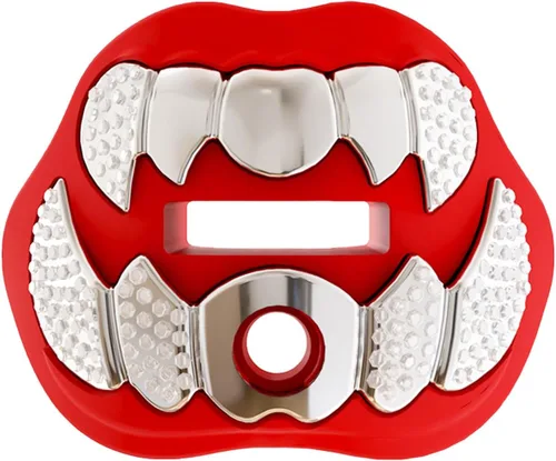 Vista 12 de LeCool Protector bucal de fútbol con correa conectada, 3D Beast Chrome, protector bucal para adultos y jóvenes, pieza para deportes para máximo