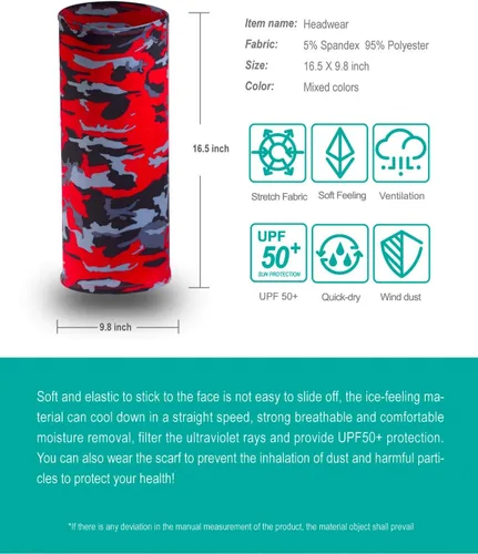 Vista 14 de Máscara facial con protección contra el polvo, aerosoles UV, reutilizable, lavable, polaina para el cuello