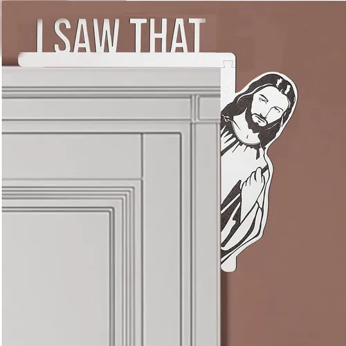 Vista 2 de Jesús I Saw That - Marco de puerta de madera para decoración de puerta, calcomanías de pared de 8.49 x 7.1 pulgadas