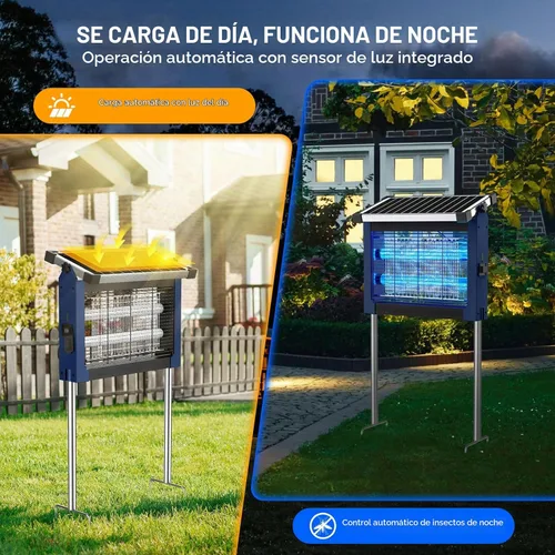 Vista 5 de Exterminador solar de insectos al aire libre, matamosquitos inalámbrico de Azul