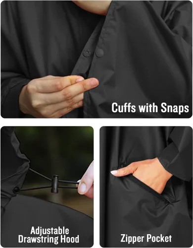 Vista 5 de SaphiRose Poncho de lluvia unisex con capucha impermeable para mujeres adultas