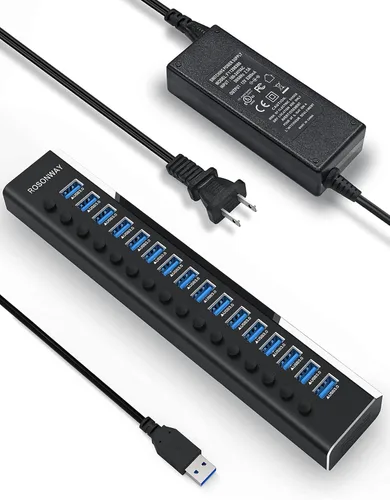 Vista 8 de Concentrador USB alimentado, concentrador USB 3.2/USB C de 7 puertos Rosonway con USB-A 3.2 de 10 Gbps, 2 USB-C 3.2, 4 puertos USB 3.0