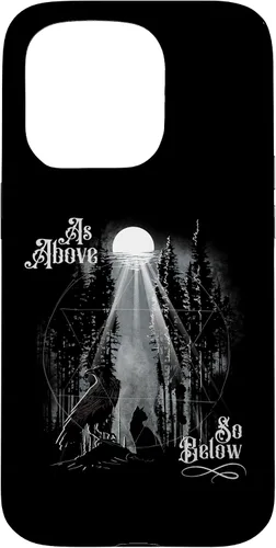 Vista 14 de Funda para iPhone 16 para hombre como arriba tan abajo Wiccan Pagan Tree of Life Crow Cat Case