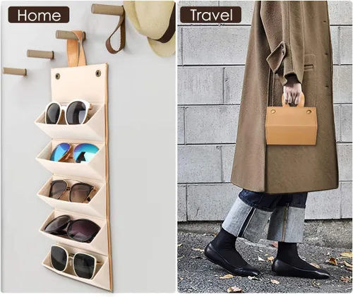 Vista 6 de MoKo - Organizador de gafas de sol con 5 ranuras, estuche de viaje para gafas de sol portátil, estuche de almacenamiento para mujeres y hombres