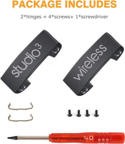 Vista 6 de Studio 3 Bisagra de repuesto igual que los accesorios OEM, kit de reparación duradero compatible con Beats by Dre Studio3 (A1914), Studio 2 con Negro