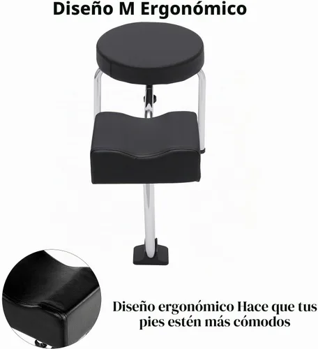 Vista 5 de Taburete portátil para pedicura, altura ajustable, negro, para spa, salón de belleza, estudio