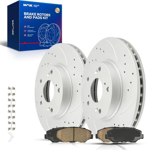 Vista 79 de Kit de freno delantero KAX, rotores de freno ranurados y con hendiduras, pastillas de freno cerámicas Compatible con Honda Accord 1990 1991 1992