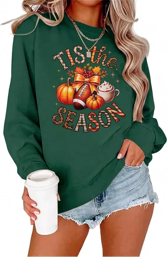 Vista 9 de Tis The Season - Sudadera de otoño para mujer, diseño de calabaza de Acción Beige